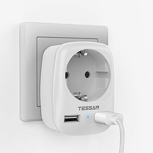 Adaptador de Energia Tessan USB-4SP | Branco TESSAN - Fios de extensão - usb, enchufe, branco
