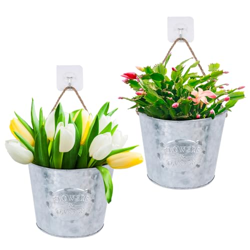 BOFUNX 2 Balconses de Metal Jardineras Vintages para Colgar BOFUNX - Vasos e canteiros - metal, jardinera, antigos, colgar