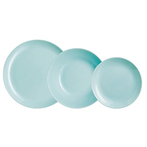 Conjunto de 18 Talheres LUMINARC Diwali Turquoise Luminarc - Utensílios de mesa - vidro opal, 18 peças, micro-ondas, lavadora de louça