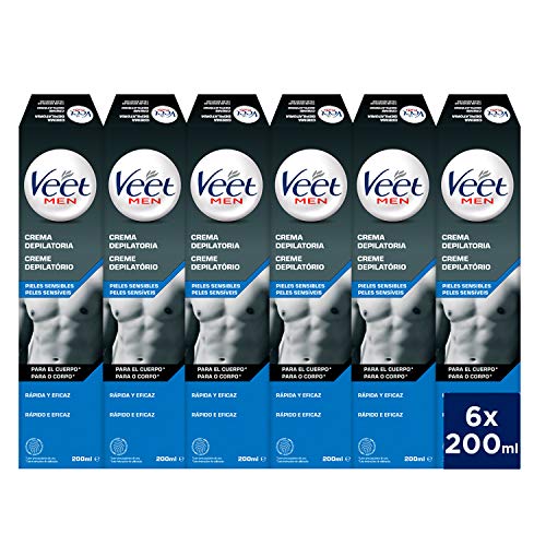 Veet For Men Creme Depilatório Corporal Sensível 6 X 200 Ml Veet - Depilatórios - creme, depilatório, corporal, sensível