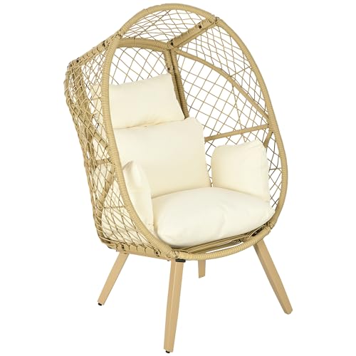 Conjunto de 2 Poltronas de Jardim Outsunny | 88x86x142cm - Bege e Créme SPANISH AOSOM - Móveis de exterior - poltronas, jardim, 88x86x142cm, bege, creme
