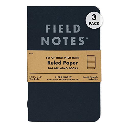 Caderno e Bloco de Notas FIELD NOTES Small Field Notes - Cadernos e bloco de notas - capa preta, páginas brancas, 48 páginas, 80 páginas