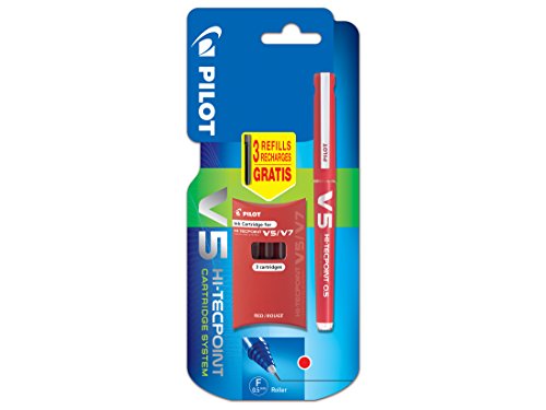 Esferográfica Rollerball PILOT V5 Vermelho (3 Un) Pilot - Canetas - 3 unidades, tinta líquida, escrita fluída