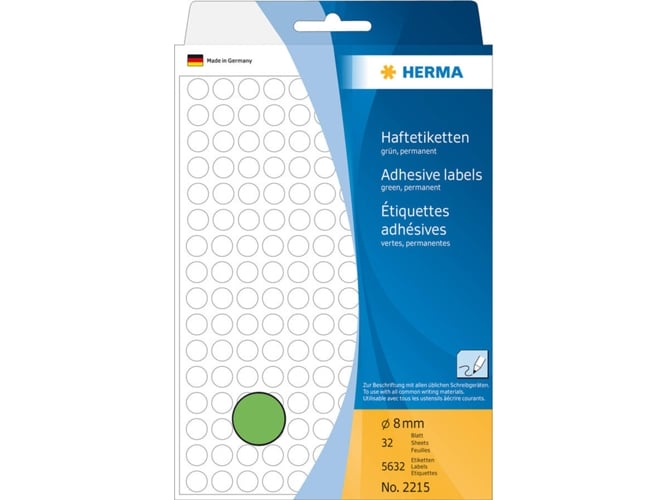 Herma Multi-purpose labels ø 8mm green 5624 pcs. HERMA - Etiquetas e tags - multi-propósito, 8mm, verde, 5624 unidades