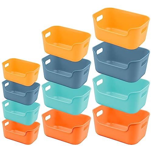 Conjunto de 12 Caixas de Arrumação de Plástico com Alça - Vários Cores TALIFOCA - Recipientes de armazenamento doméstico - 12 caixas, plástico resistente, alça, vários tamanhos