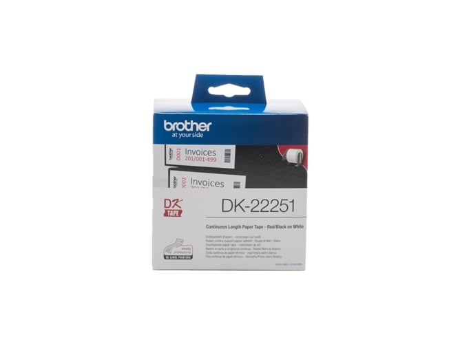Fita para Etiquetadora BROTHER DK-22251 Preto e vermelho sobre branco Brother - Fitas de etiquetas e recargas - preto, vermelho, branco, etiquetas