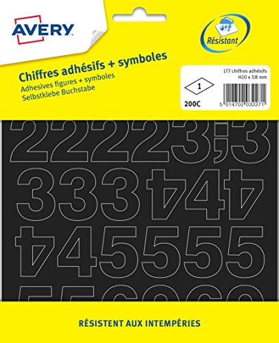 Avery Lote de 177 de etiquetas adhesivas digitales + símbolos Avery - Enfeites e acabamentos - etiquetas adhesivas, digitais, símbolos, 20 mm, preto