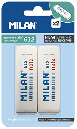 Milan 612 Conjunto de 2 Lápis de Erro Milan - Correção de fluídos, canetas e fitas - plástico, branca, macia, não abrasiva