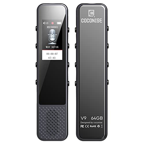Gravador de voz digital 64 gb 3072 kbps COCONISE - Gravadores de voz - 64 gb, 3072 kbps, 270 h, 16.000 canções