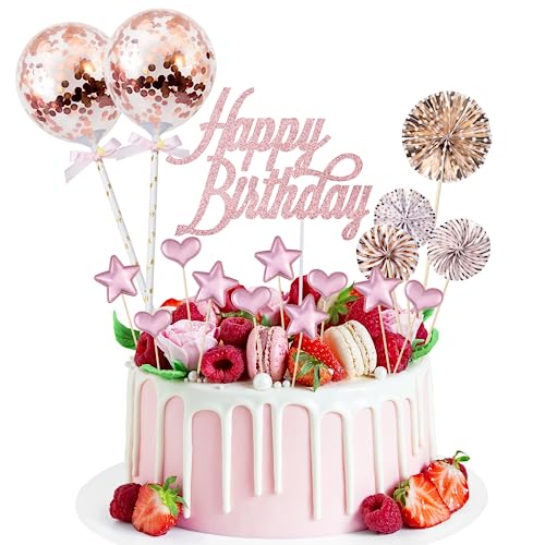 Conjunto Decorativo para Tortas HAPPY BIRTHDAY 17 Peças BillyBath - Materiais de decoração de bolos - 17 peças, bandeira natal, flores, folhas