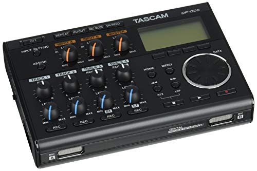 Gravador Digital TASCAM DP-006 (Preto - 1 GB) Tascam - Gravadores multitrack - 6 canais, 2 entradas microfone, 1 entrada linha, 2 saídas linhas, metronomo
