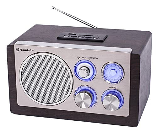 Rádio Portátil ROADSTAR HRA-1345US Madeira Roadstar - Radios - rádio portátil, sintonizador analógico, entrada auxiliar, leitor de cartões sd, 3w x 2