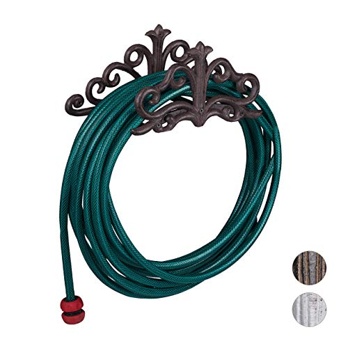 Enrolador de Mangueira para Parede Relaxdays | Castanho Relaxdays - Armazenamento de mangueira de jardim - enrolador, mangueira, parede, castanho