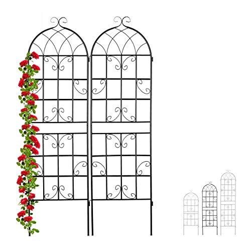 Conjunto de suporte para plantas relaxdays 10204 | Preto Relaxdays - Arcos de jardim, treliças, caramanchões e pérgulas - suporte, plantas, preto