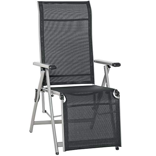 Espreguiçadeira Outsunny | 78 x 58 x 110 cm - Preto Outsunny - Móveis de exterior - 78x58x110cm, preto