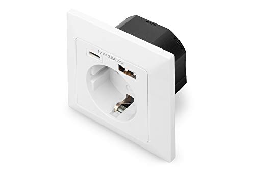Tomada ASSMANN ELECTRONIC DA-70615 10AC 250V Branco Digitus - Tomadas e soquetes de energia - 10AC, 250v, type f, usb