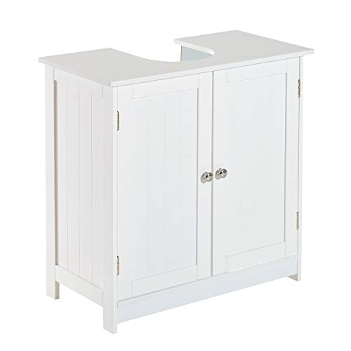 Armário Sob Lavatório HOMCOM | 60 x 30 x 60 cm - Branco HOMCOM - Banheiros vaidades - 60x30x60 cm, branco