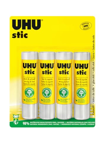 Uhu Stic 4 Unidades 21 G (Recondicionado Como Novo) UHU - Adesivos e ímãs para artesanato - 21 ml, azul, gris