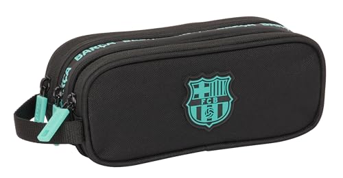 Estojo Cremallera F.C. Barcelona Equipación 3ª (Preto) F.C. Barcelona - Organizadores de mesa - futebol, três divisões, fecho éclair, preto