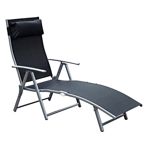 Espreguiçadeira Dobrável Outsunny com Encosto Ajustável 137x63.5x100.5 cm | Aço Outsunny - Móveis de exterior - dobrável, encosto ajustável, 137x63.5x100.5 cm, aço