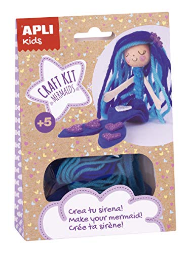 Kit de Artesanato para Crianças APLI KIDS 17147 (3 anos) Apli kids - Kits de artesanato de brinquedos - criar sereia, colagem não incluída, instruções passo-a-passo, atividade criativa