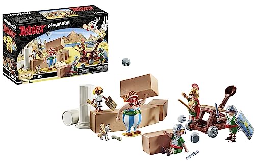 Playmobil Asterix: Numerobis e o combate do palácio (Idade mínima recomendada: 5 anos) PLAYMOBIL - Conjuntos de brinquedos - 3 figuras, catapulta, lançador de bolas, Imperador César