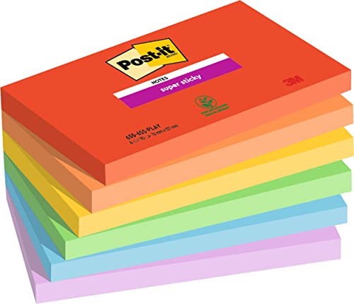 Bloco de Notas Autocolante POST-IT 624-6SS-RGB Post-It - Notas autoadesivas - multicolor, autocolante, 127x76mm, 6 unidades