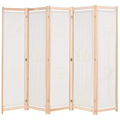 Divisória de Quarto VDX-VIDAXL com 5 Painéis 200X170X4Cm Tecido Creme vidaXL - Conjuntos de móveis - divisória, quarto, vdx-vidaxl, 5 painéis, tecido creme
