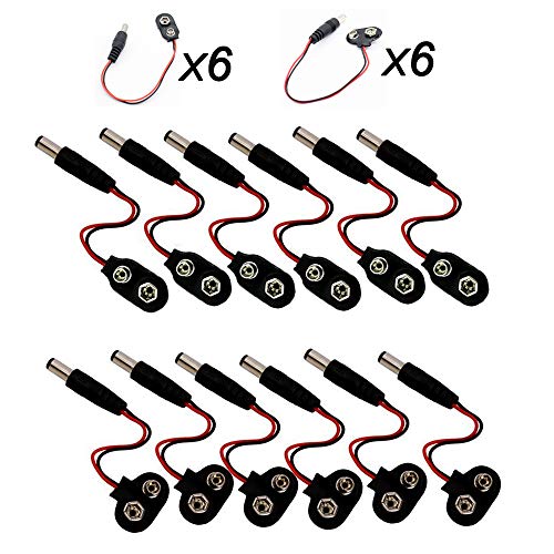 Yixisi 12 Pcs Conector de Pilas 9 V Conector Clip de Batería Con Cables YIXISI - Suportes de bateria - conector, pilha 9V, clip de bateria, cabo longo