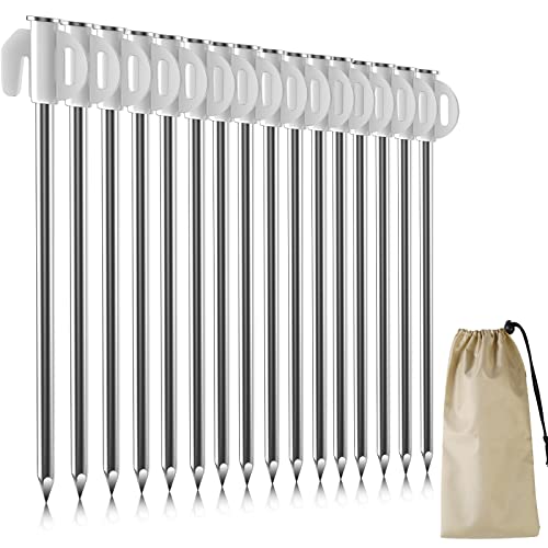 Piquetas de Campismo 16 Peças 21 Cm para Campismo DUNSOO - Barras e estacas para tendas - preto, alumínio, 16 peças, 21 cm