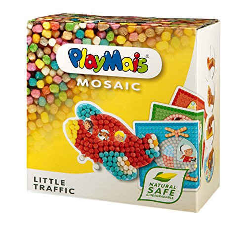 Jogo Criativo PLAYMAIS Mosaic Little Traffic Loick Biowertstoff GmbH - Brinquedos - peças coloridas, formas geométricas, 60 peças, 4 tabuleiros