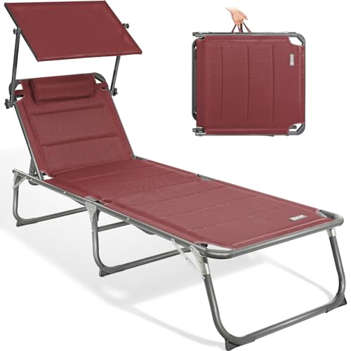Espreguiçadeira HOMECALL XXL com Chapéu Vermelho (Vermelho - Poliéster - 200x70cm) Homecall - Móveis de exterior - espreguiçadeira, xxl, cabeça vermelha, puxadores almofadas, poliéster, 200x70cm