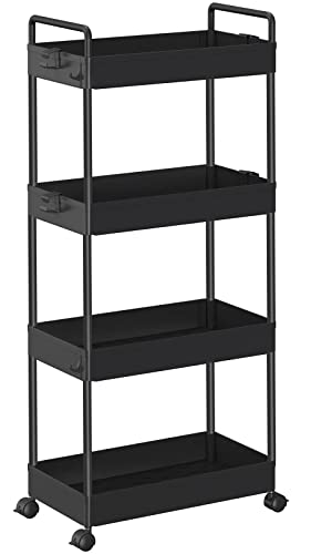 Carrinho de Cozinha SOLEJAZZ 4 Níveis (Plástico - Preto) SOLEJAZZ - Carrinhos de cozinha e jantar - 4 níveis, plástico, preto