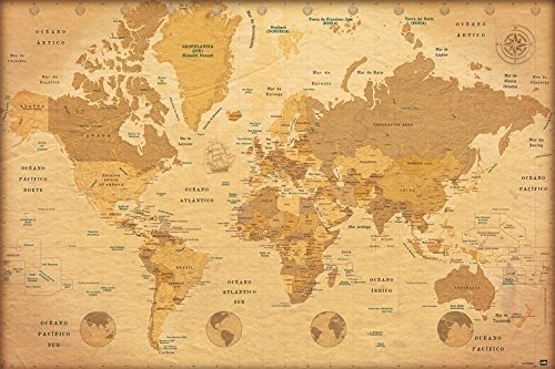 Póster ERIK EDITORES Mapa do Mundo (91x61.5cm) Grupo Erik Editores - Pósteres, impressões e arte visual - maxi poster, mapa do mundo, 61x91,5 cm, papel brilho