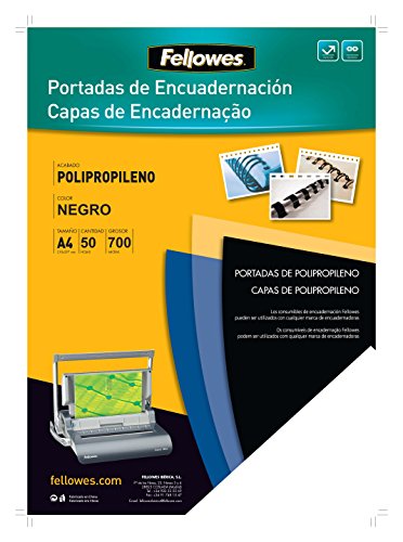 Pack 50 Capas para Encadernação FELLOWES 5477502 Fellowes - Papel de capa - pack 50, capas, encadernação, polipropileno, resistente ao calor