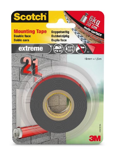 Fita Adesiva 3M Scotch Double Sided Mounting Tape 19Mm X 1.5M Scotch - Fitas adesivas de escritório - adesiva, doblemente aderente, fixação permanente, aplicação rigorosa