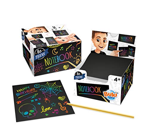 Kit de Artesanato para Crianças BUKI Notebook (4 Anos) BUKI FRANCE - Cadernos e bloco de notas - kit, artesanato, crianças, buki notebook, folhas borracheiras, caneta madeira