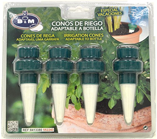 Conjunto de 2 Cones para Rega Adaptável para Garrafa S&M S&M - Globos e espetos de rega - 2 cones, auto ajustável, rega uniforme, mistura