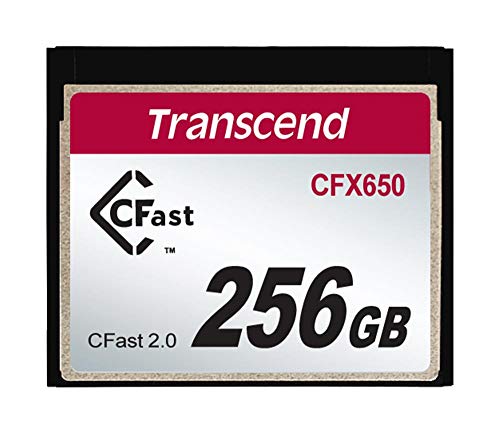 Cartão de Memória TRANSCEND CFX650-256GB Transcend - Cartões de memória flash - 256 GB, CFast 2.0, 510 MB/s, preto