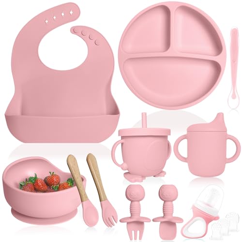 Conjunto de Refeição para Bebé SILICONA Rosa Bluet B - Cozinha & sala de jantar - 11 peças, ventosa, rosa