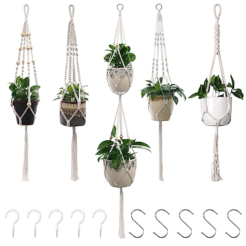 Suporte BASVII 5 Peças para Plantas Suspensas BASVII - Suportes para plantas - algodão, branco, 105cm, 150cm