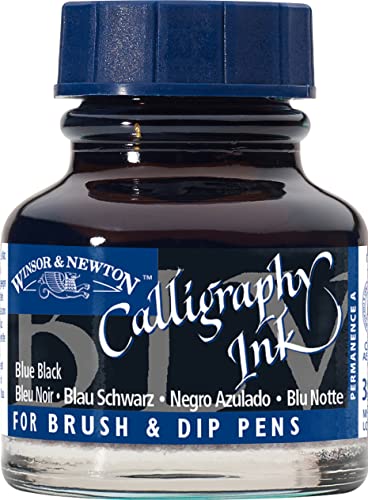 Tinteiro WINSOR & NEWTON Calligraphy Ink Blue Black Winsor & Newton - Tinta, tinta de arte e esmalte - caligrafia, ilustração, resistente ao esfriamento, papel fino