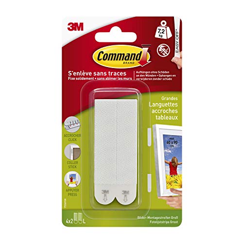 Commando Grand Model White Plastic Mounting Strip 3M - Fitas adesivas de escritório - conjunto, plástico, branco, 7,2 kg