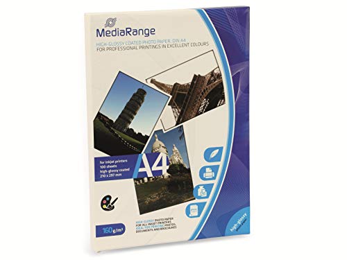 Papel Fotográfico MEDIARANGE MRINK105 (A4) MediaRange - Papel de impressora e copiadora - 100 folhas, 160g/m², glossy, a4