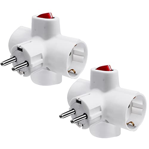 Adaptador de Energia Extrastar 3 em 1 com Interruptor e 3 Tomadas Schuko 16A 3680W 250V Branco EXTRASTAR - Inversores de energia - interruptor, 3 tomadas, schuko, 16A