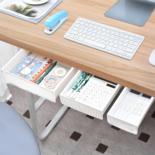 Organizador de Gavetas VIPNAJI 3 Unidades VIPNAJI - Organizadores de gavetas para casa - 3 unidades, autoadesivas, ocultas, branco