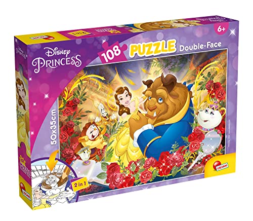 Puzzle 2 em 1 LISCIANIGIOCHI The Beauty and the Beast (Idade Mínima: 6) Disney - Quebra-cabeças - puzzle, 2 em 1, Beauty and the Beast, 48 peças, esquema de cores