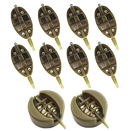 Alimentadores de Pesca em Linha 10 Peças com Moldes de Liberação Rápida Kingrun - Chumbadas de pesca - alimentadores, pesca em linha, moldes, liberar rapidamente