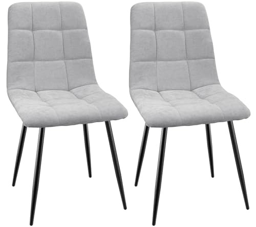 Conjunto de 2 Cadeiras FRUOGO (Cinzento - Poliéster - 42x46x84 cm) FRUOGO - Cadeiras - 2 cadeiras, poliéster cinzento, estrutura metálica, assento espuma