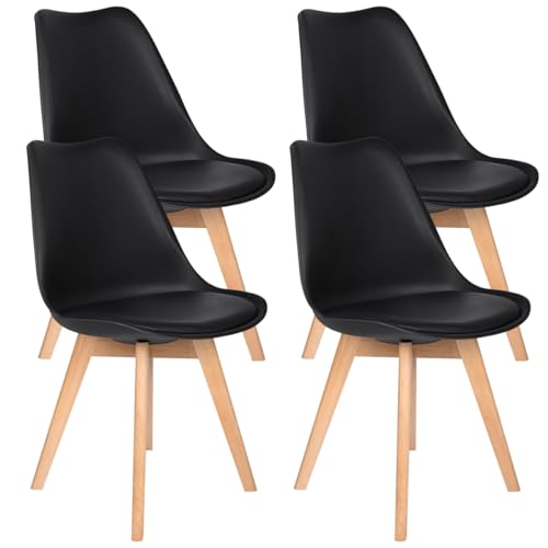 Conjunto de 4 Cadeiras T-LOVENDO (Castanho - Madeira) T-LOVENDO.ES - Cadeiras de cozinha e sala de jantar - conjunto 4 cadeiras, castanho, madeira, estrutura carvalho, design moderno, assento poliéster